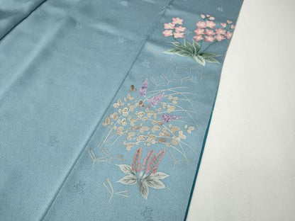 平和屋着物●訪問着　作家物　手描き　御所車草花文　暈し染め　金彩　正絹　逸品　CABJ6423ut
