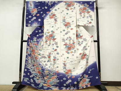 平和屋着物●訪問着　型染め　風景草花文　暈し染め　正絹　逸品　CABJ6426ut