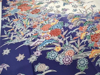平和屋着物●訪問着　型染め　風景草花文　暈し染め　正絹　逸品　CABJ6426ut