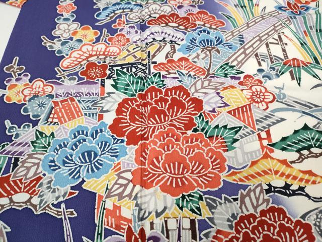 平和屋着物●訪問着　型染め　風景草花文　暈し染め　正絹　逸品　CABJ6426ut