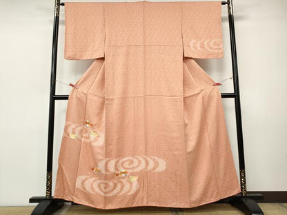 平和屋着物●訪問着　絞り　刺繍　流水鴛鴦文　正絹　逸品　CABJ6428ut