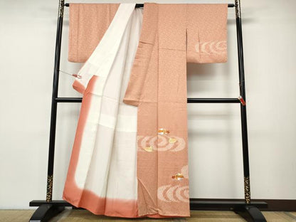 平和屋着物●訪問着　絞り　刺繍　流水鴛鴦文　正絹　逸品　CABJ6428ut
