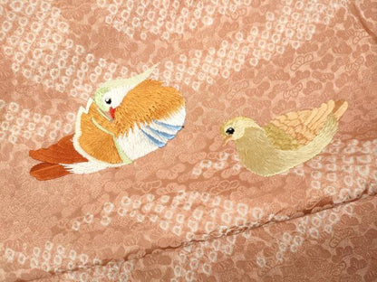 平和屋着物●訪問着　絞り　刺繍　流水鴛鴦文　正絹　逸品　CABJ6428ut