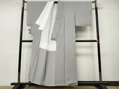 平和屋着物●上質な色無地　流水地紋　薄色　正絹　逸品　CABJ6429ut