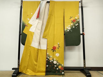 平和屋着物●豪華振袖　駒刺繍　舞花文　暈し染め　金彩　十二単風　正絹　逸品　CABJ6431ut