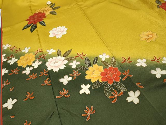 平和屋着物●豪華振袖　駒刺繍　舞花文　暈し染め　金彩　十二単風　正絹　逸品　CABJ6431ut
