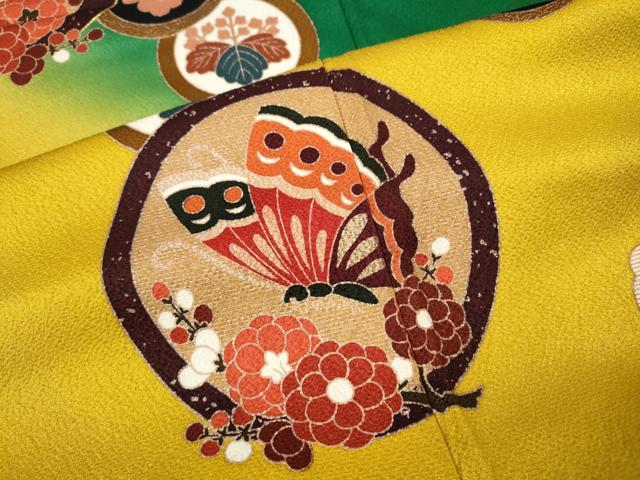 平和屋着物●豪華振袖　駒刺繍　花蝶丸文　暈し染め　十二単風　正絹　逸品　CABJ6432ut