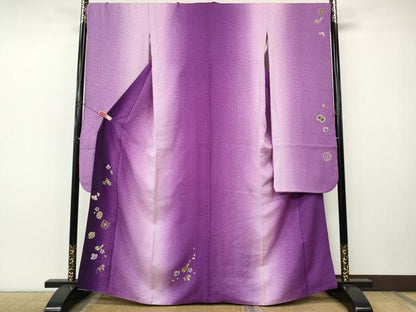 平和屋着物●豪華振袖　ふくれ織　刺繍　打ち出の小槌　瓢箪　舞花文　暈し染め　金彩　正絹　逸品　CABJ6433ut