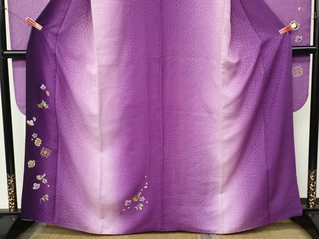平和屋着物●豪華振袖　ふくれ織　刺繍　打ち出の小槌　瓢箪　舞花文　暈し染め　金彩　正絹　逸品　CABJ6433ut