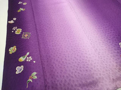 平和屋着物●豪華振袖　ふくれ織　刺繍　打ち出の小槌　瓢箪　舞花文　暈し染め　金彩　正絹　逸品　CABJ6433ut