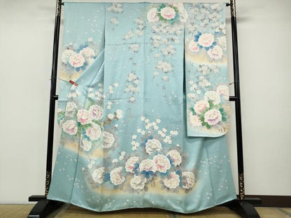 平和屋着物●豪華振袖　刺繍　草花文　暈し染め　正絹　逸品　CABJ6434ut