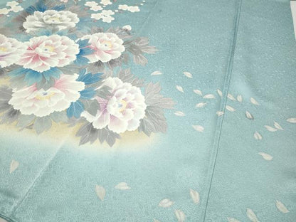 平和屋着物●豪華振袖　刺繍　草花文　暈し染め　正絹　逸品　CABJ6434ut