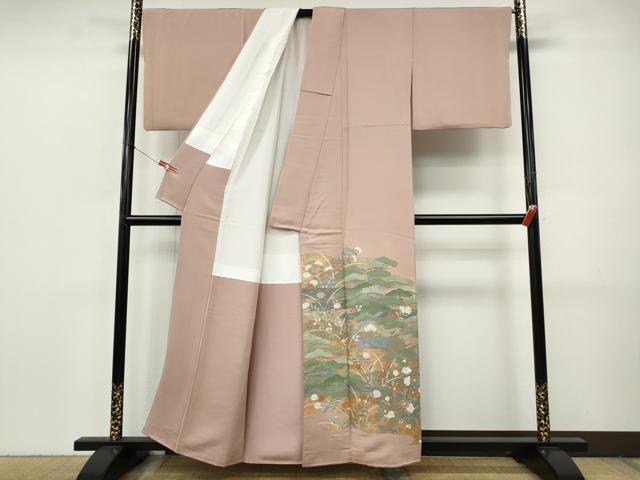 平和屋着物●中国三大刺繍　スワトウ刺繍　色留袖　草花文　金彩　正絹　逸品　CABJ6435ut