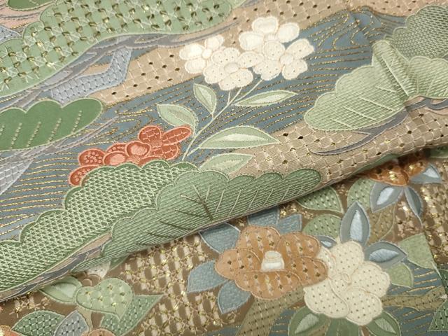 平和屋着物●中国三大刺繍　スワトウ刺繍　色留袖　草花文　金彩　正絹　逸品　CABJ6435ut