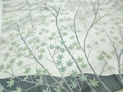 平和屋着物●訪問着　作家物　枝葉文　銀彩　仮絵羽　正絹　逸品　未使用　CABJ6437ut