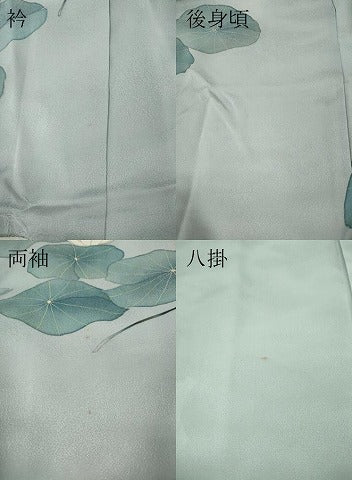 平和屋着物●訪問着　作家物　東京都工芸染色共同組合　蓮　暈し染め　金彩　仮絵羽　正絹　逸品　未使用　CABJ6438ut