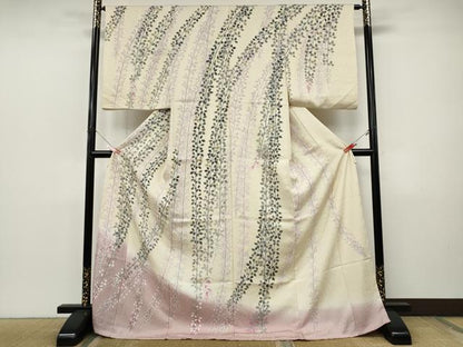 平和屋着物●訪問着　枝垂れ花文　暈し染め　仮絵羽　正絹　逸品　未使用　CABJ6439ut