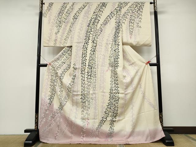 平和屋着物●訪問着　枝垂れ花文　暈し染め　仮絵羽　正絹　逸品　未使用　CABJ6439ut