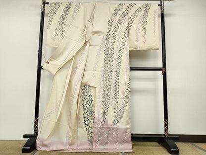 平和屋着物●訪問着　枝垂れ花文　暈し染め　仮絵羽　正絹　逸品　未使用　CABJ6439ut