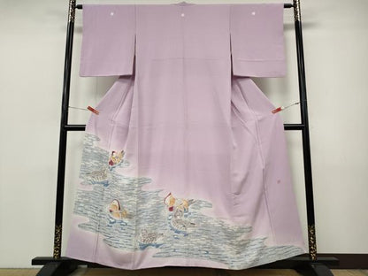平和屋着物●京都府指定無形文化財　染色作家　小倉建亮の弟子　市瀬史郎　色留袖　絞り　流水鴛鴦文　暈し染め　金彩　逸品　CABJ6444ut