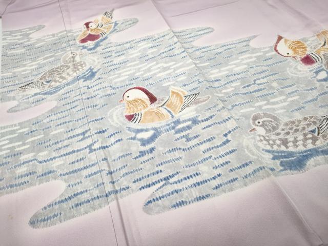 平和屋着物●京都府指定無形文化財　染色作家　小倉建亮の弟子　市瀬史郎　色留袖　絞り　流水鴛鴦文　暈し染め　金彩　逸品　CABJ6444ut