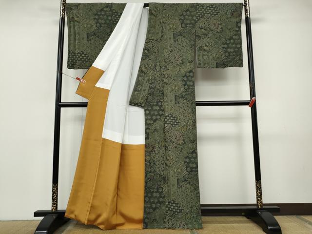 平和屋着物●前田仁仙　仁仙更紗　小紋　切嵌更紗花鳥文　正絹　逸品　CABJ6446ut