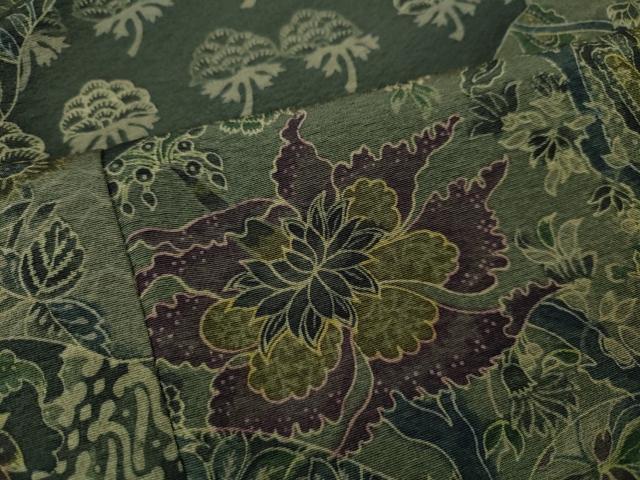 平和屋着物●前田仁仙　仁仙更紗　小紋　切嵌更紗花鳥文　正絹　逸品　CABJ6446ut