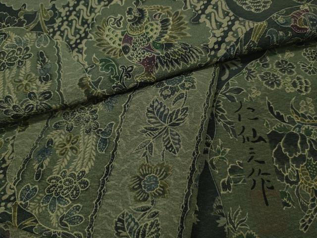 平和屋着物●前田仁仙　仁仙更紗　小紋　切嵌更紗花鳥文　正絹　逸品　CABJ6446ut