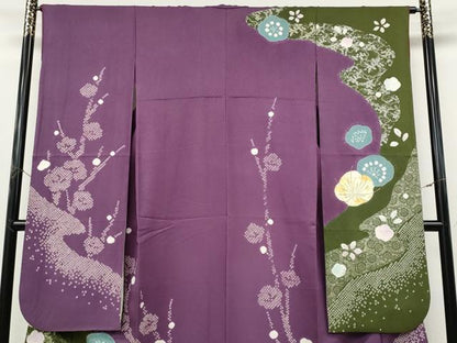 平和屋着物●豪華振袖　絞り　刺繍　舞花文　金彩　正絹　逸品　CABJ6447ut