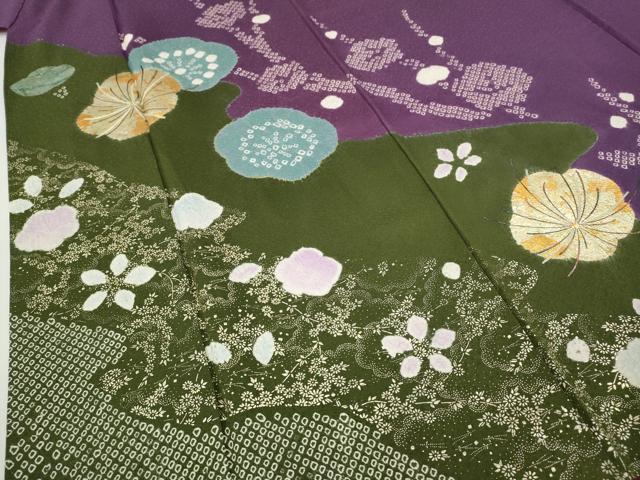 平和屋着物●豪華振袖　絞り　刺繍　舞花文　金彩　正絹　逸品　CABJ6447ut