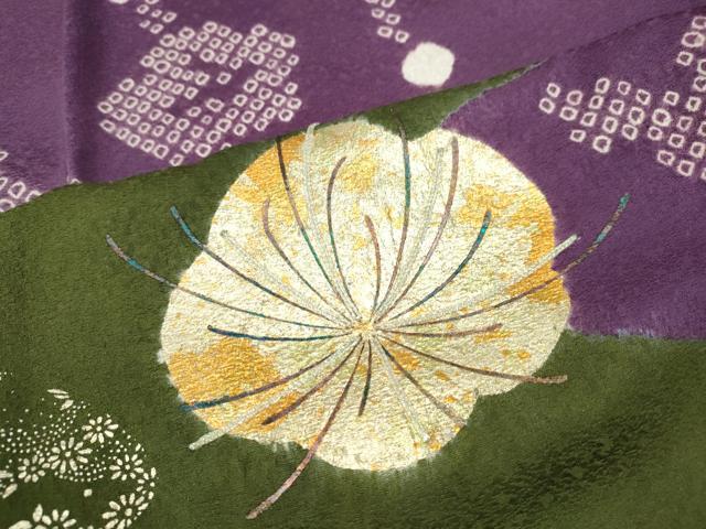 平和屋着物●豪華振袖　絞り　刺繍　舞花文　金彩　正絹　逸品　CABJ6447ut