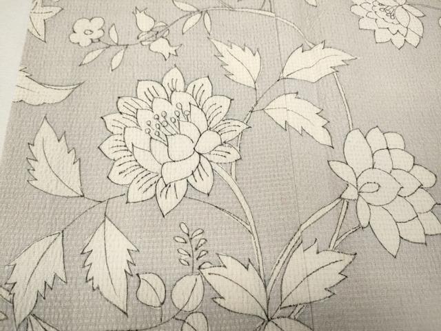 平和屋着物●訪問着　本塩沢　枝花文　正絹　逸品　CABJ6448ut