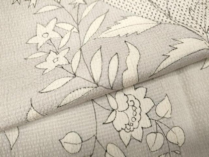 平和屋着物●訪問着　本塩沢　枝花文　正絹　逸品　CABJ6448ut