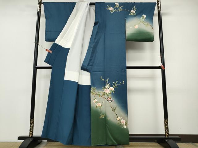 平和屋着物●訪問着　刺繍　枝花文　暈し染め　金彩　正絹　逸品　CABJ6449ut