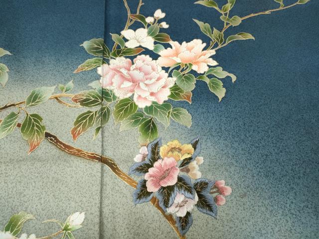 平和屋着物●訪問着　刺繍　枝花文　暈し染め　金彩　正絹　逸品　CABJ6449ut