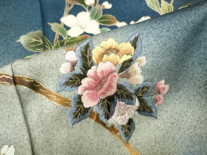 平和屋着物●訪問着　刺繍　枝花文　暈し染め　金彩　正絹　逸品　CABJ6449ut