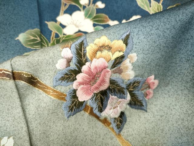 平和屋着物●訪問着　刺繍　枝花文　暈し染め　金彩　正絹　逸品　CABJ6449ut