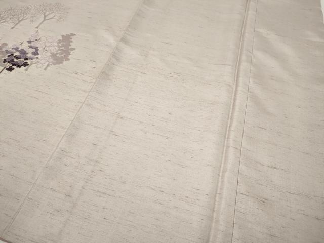 平和屋着物●訪問着　紬地　草花文　正絹　逸品　CABJ6450ut