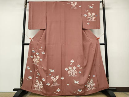平和屋着物●訪問着　作家物　刺繍　鳳凰草花文　金彩　正絹　逸品　CABJ6451ut