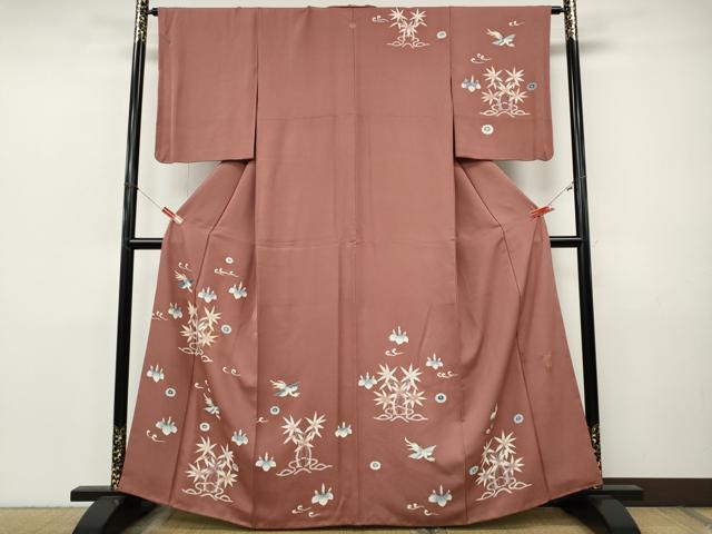 平和屋着物●訪問着　作家物　刺繍　鳳凰草花文　金彩　正絹　逸品　CABJ6451ut