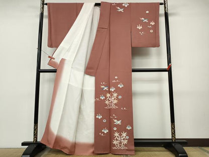 平和屋着物●訪問着　作家物　刺繍　鳳凰草花文　金彩　正絹　逸品　CABJ6451ut