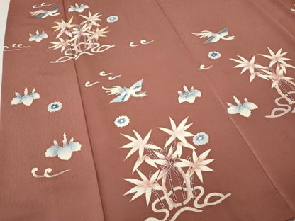 平和屋着物●訪問着　作家物　刺繍　鳳凰草花文　金彩　正絹　逸品　CABJ6451ut