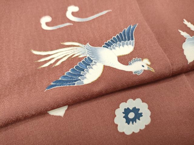 平和屋着物●訪問着　作家物　刺繍　鳳凰草花文　金彩　正絹　逸品　CABJ6451ut