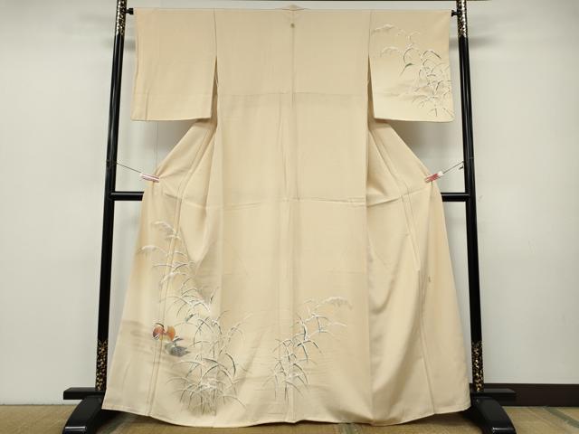 平和屋着物●訪問着　友禅　作家物　鴛鴦草木文　暈し染め　正絹　逸品　CABJ6452ut