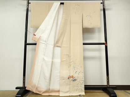 平和屋着物●訪問着　友禅　作家物　鴛鴦草木文　暈し染め　正絹　逸品　CABJ6452ut