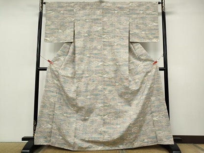 平和屋着物●上質な紬　遠山草木文　正絹　逸品　未使用　CABJ6453ut