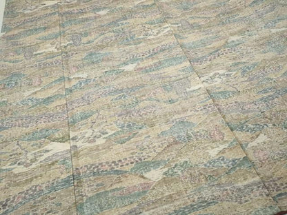 平和屋着物●上質な紬　遠山草木文　正絹　逸品　未使用　CABJ6453ut
