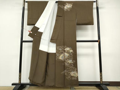 平和屋着物●訪問着　流水地紙花文　金銀彩　正絹　逸品　CABJ6454ut