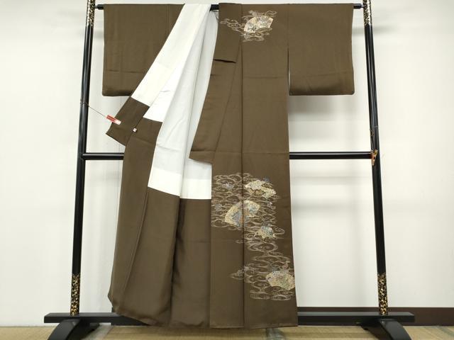 平和屋着物●訪問着　流水地紙花文　金銀彩　正絹　逸品　CABJ6454ut