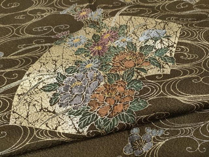 平和屋着物●訪問着　流水地紙花文　金銀彩　正絹　逸品　CABJ6454ut